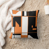 パッチワークデザインインオレンジ、白黒MCMルック クッション (ブランケット)