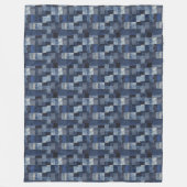 パッチワークデニムファブリックアートイラストレーションNo11 フリースブランケット (正面)