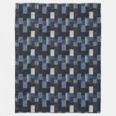 パッチワークデニムファブリックアートイラストレーションNo14 フリースブランケット (正面)