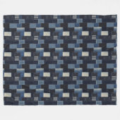 パッチワークデニムファブリックアートイラストレーションNo14 フリースブランケット (正面(横))