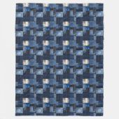 パッチワークデニムファブリックアートイラストレーションNo1 フリースブランケット (正面)