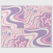 パッチワークトリップ(幻覚体験)のようなコラージュレトロパタモダンーンピンク ラッピングペーパー (フラット)