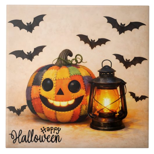 パッチワークハロウィンカボチャランタン タイル (正面)