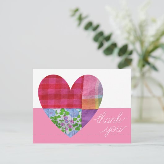 パッチワークハートありがとうポストカードのカスタマイズ ポストカード (スタンド正面)