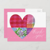 パッチワークハートありがとうポストカードのカスタマイズ ポストカード (正面/裏面)