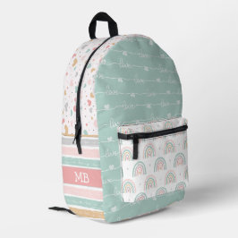 パッチワークハートレインボーガールズバックパック プリントバックパック