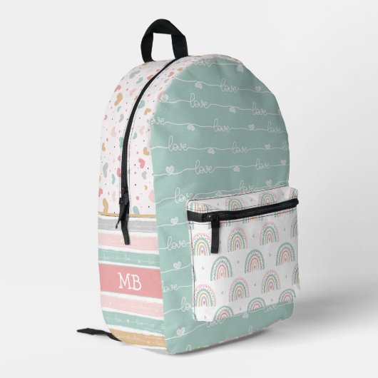 パッチワークハートレインボーガールズバックパック プリントバックパック (裏面左端)