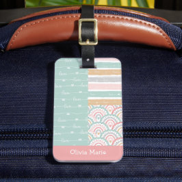 パッチワークハートレインボーパステルキッズラゲッジタグ ラゲッジタグ