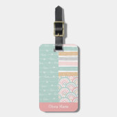 パッチワークハートレインボーパステルキッズラゲッジタグ ラゲッジタグ (正面縦)