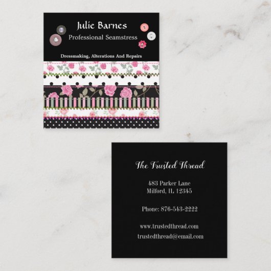 パッチワークバラストライプ水玉模様シームレススクア スクエア名刺 (正面/裏面)