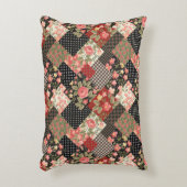 パッチワークパターンフラワーズ水玉模様幾何学模様 アクセントクッション (正面(垂直))