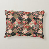 パッチワークパターンフラワーズ水玉模様幾何学模様 アクセントクッション (裏面)
