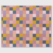 パッチワークパターン黄紫色の幾何デザイン ラッピングペーパー (フラット)