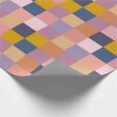 パッチワークパターン黄紫色の幾何デザイン ラッピングペーパー (角)