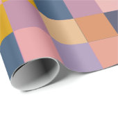 パッチワークパターン黄紫色の幾何デザイン ラッピングペーパー (ロールコーナー)