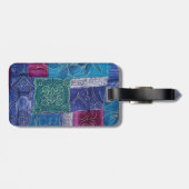 パッチワークパターン、パッチワークの背景、青 ラゲッジタグ (裏面横)