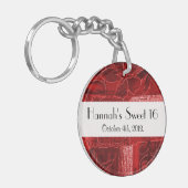 パッチワークパターン、パッチワーク背景、甘い16 キーホルダー (正面左)