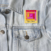 パッチワークパーソナライズされたキルトブロックアートピン 缶バッジ (インサイチュ)