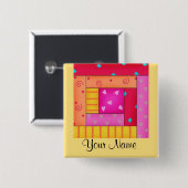 パッチワークパーソナライズされたキルトブロックアートピン 缶バッジ (正面&裏面)