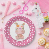 パッチワークヒッポチャイルドズピンク誕生日 ペーパープレート (パーティー)