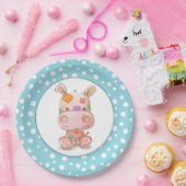 パッチワークヒッポチャイルドズブルー誕生日 ペーパープレート (パーティー)