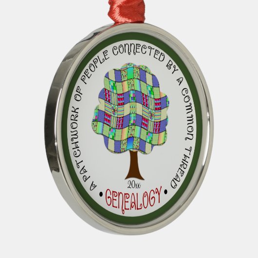 パッチワークファミリーツリー系図学ギフトエレガント メタルオーナメント (右)