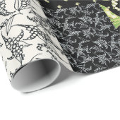 パッチワークフェイクギフトラップ：谷のユリ、黒 ラッピングペーパー (ロールコーナー)