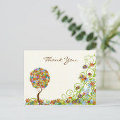 パッチワークフラワーラブツリーサンキューポストカード ポストカード (スタンド正面)