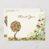 パッチワークフラワーラブツリーサンキューポストカード ポストカード (正面/裏面)