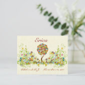 パッチワークフラワーラブツリーサンキューポストカード ポストカード (スタンド正面)