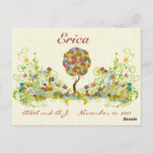 パッチワークフラワーラブツリーサンキューポストカード ポストカード (裏面)