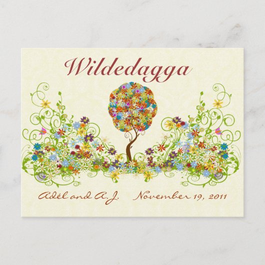 パッチワークフラワーラブツリーサンキューポストカード ポストカード (正面)