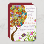 パッチワークフラワーラブツリー結婚式招待状 招待状 (正面/裏面)