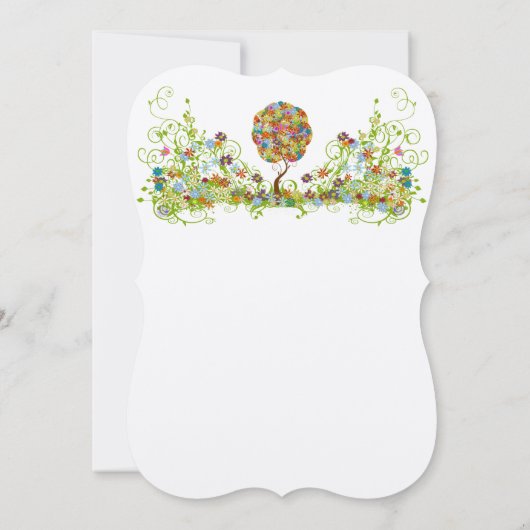 パッチワークフラワーラブツリー結婚式招待状 招待状 (裏面)