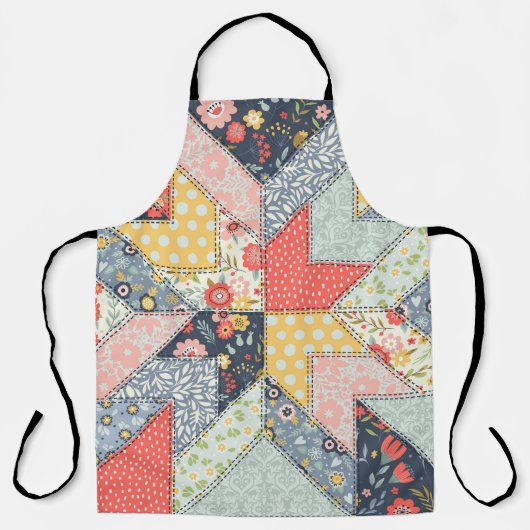 パッチワークフローラ:ヴィンテージオーナメント エプロン (正面)