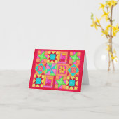 パッチワークブロックキルトノートまたはグリーティングカード カード (黄色い花)