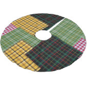 パッチワークプレイドホリデーツリースカート ブラッシュドポリエステルツリースカート (アングル)