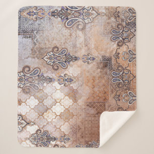 パッチワークペイズリー:クラシックヴィンテージプリント シェルパブランケット
