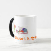 パッチワークペットが付いているコーヒー・マグ モーフィングマグカップ (正面左)