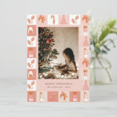 パッチワークホリデーモティーキフォトホリデーカード シーズンカード (スタンド正面)