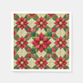 パッチワークポインセチア星デコップナプキン スタンダードカクテルナプキン (正面)