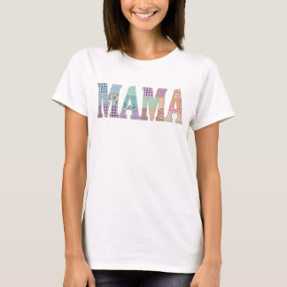 パッチワークママフラワーレター かわいい母の日ギフト Tシャツ
