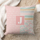 パッチワークラブハートレインボーモノグラム装飾用クッション クッション (ブランケット)