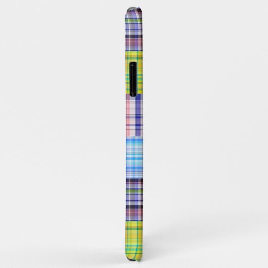 パッチワーク名門私立校風のマドラスネイビークローバーモノグラム Case-Mate iPhoneケース (裏面/右)