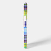 パッチワーク名門私立校風のマドラスネイビークローバーモノグラム Case-Mate iPhoneケース (裏面 / 右)