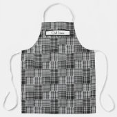 パッチワーク名門私立校風のマドラスブラックグレーホワイト エプロン (正面)