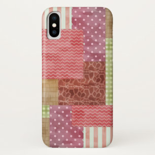 パッチワーク国ガーリースタイルキルトブロックパターン iPhone X ケース
