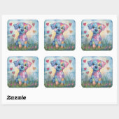 パッチワーク子犬バレンタイン スクエアシール (シート)