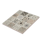 パッチワーク幾何学的オートミールヴィンテージリーフ タイル (側面)