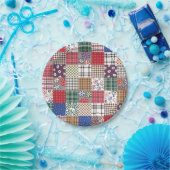 パッチワーク数々のキルト色のギンガム ペーパープレート (パーティー)